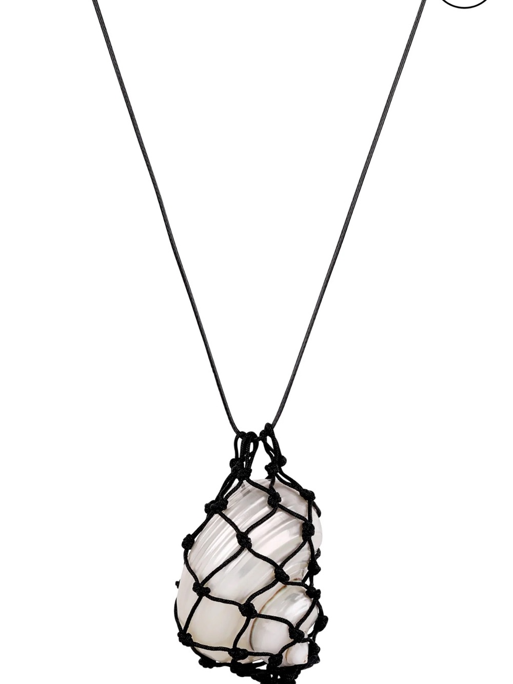 Black Cord Pearl Shell Pendant Necklace